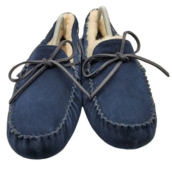 UGG Australia Olsen Suede Moccasins Blue Navy Lined Loafers Men’s 10 1003390
